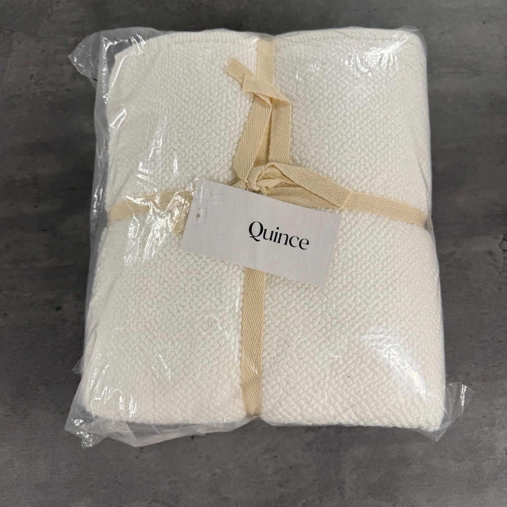 Quince Bath Mat Bundle Unisex One Size Turkish Cotton White Textured NEW (2)